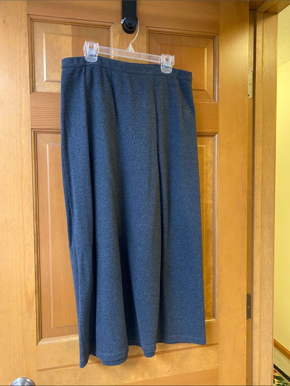 Lands' End Dark Gray A-Line Knit Midi Skirt